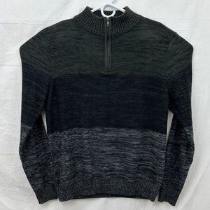 1/4 Zip Long Sleeve Sweater Unisex L Gray Green Urban Pipeline